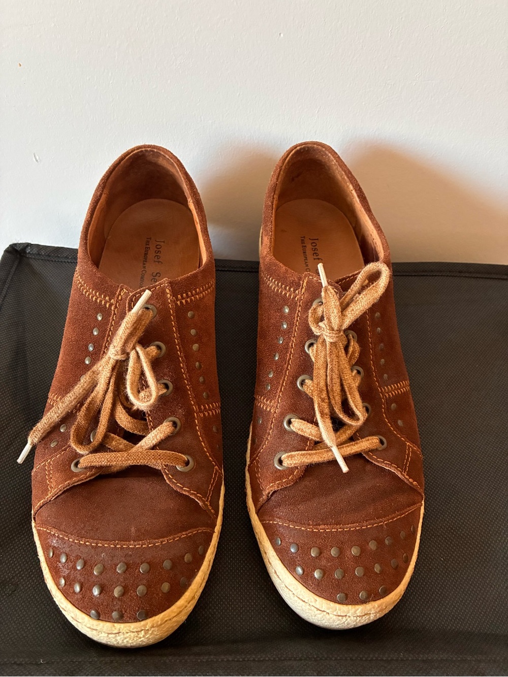 Josef Seibel Women's Brown Suede Lace-Up Sneakers